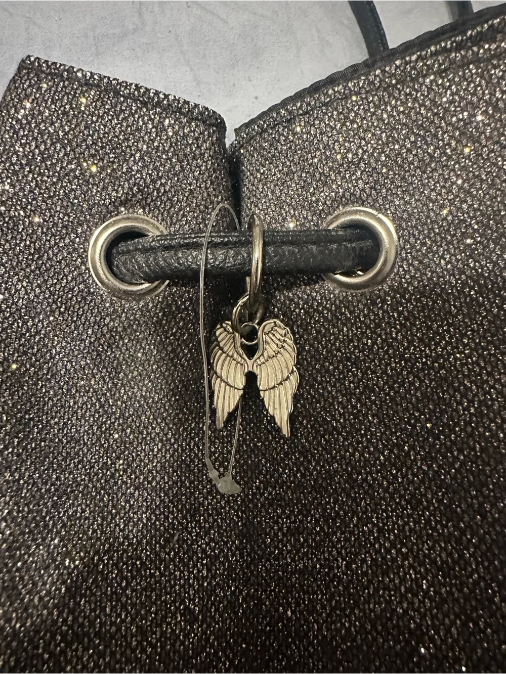 Victoria's Secret Sparkle Drawstring Backpack in Silver
